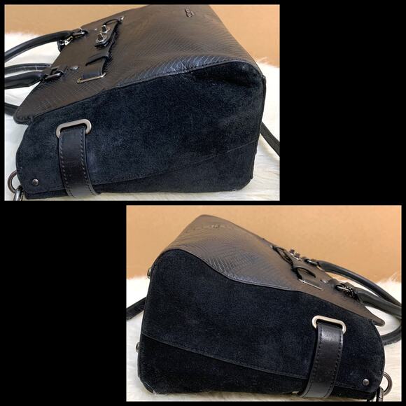 COACH Rare BLAKE CarryAll Black Exotic Python Embossed Leather & Suede F35678 - Picture 15 of 16